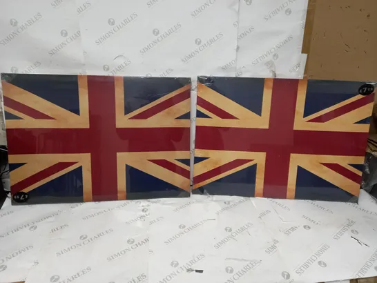 2 UNION JACK DECORATIVE WALL ART CANVAS'S 70 BY 55 - COLLECTION ONLY