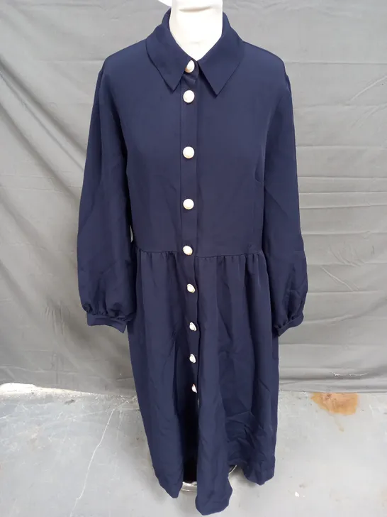 HELENE BERMAN PEARL SHIRT DRESS IN NAVY SIZE 12