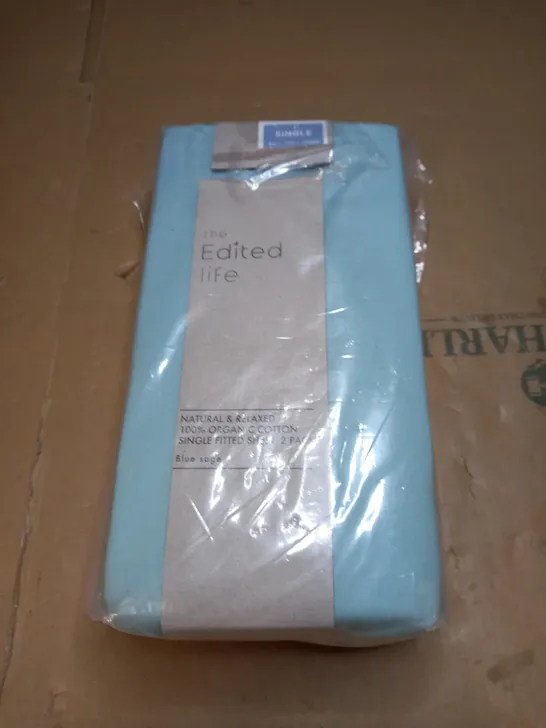 THE EDITED LIFE BLUE SAGE 2 PACK FITTED SHEET - SINGLE