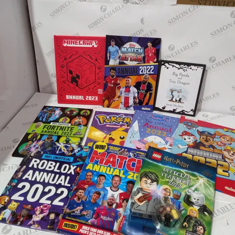 BOX OF APPROXIMATELY 10 ASSORTED ANNUALS INCLUDING MATCH ATTACK 2022, ROBLOX 2022 AND POKEMON 2022