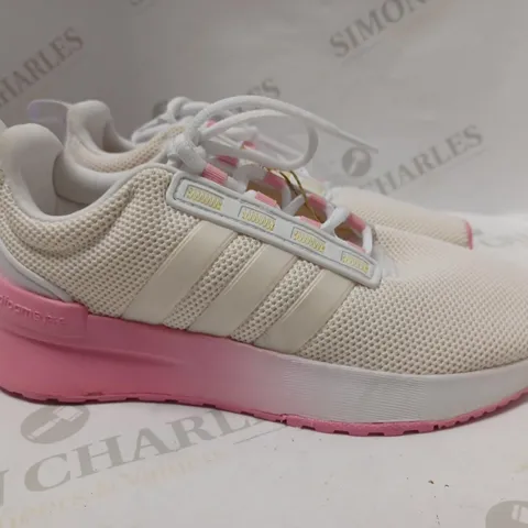 ADIDAS RACER LACE UP RUNNING TRAINERS - WHITE/PINK - UK 4