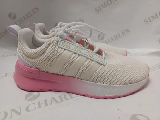 ADIDAS RACER LACE UP RUNNING TRAINERS - WHITE/PINK - UK 4