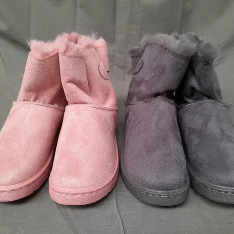 BOX OF APPROXIMATELY 10 BOXED PAIRS OF DESIGNER FAUX FUR LINED SHOES IN VARIOUS COLOURS AND SIZES