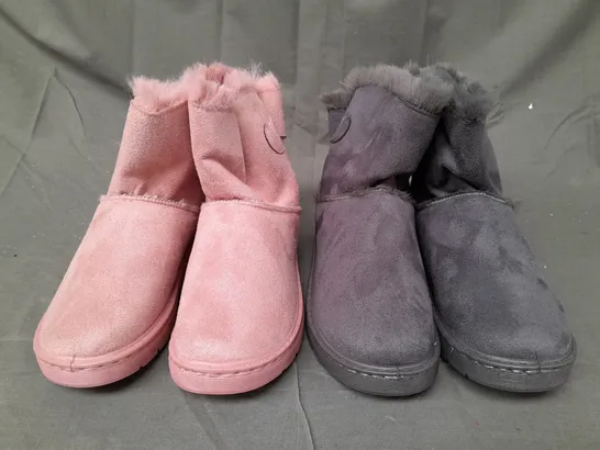 BOX OF APPROXIMATELY 10 BOXED PAIRS OF DESIGNER FAUX FUR LINED SHOES IN VARIOUS COLOURS AND SIZES