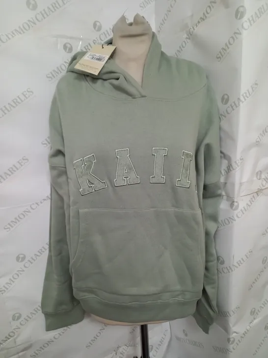 KAIIA SLOGAN OVERSIZED HOODIE IN SAGE GREEN SIZE 16