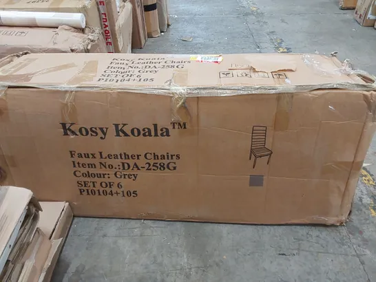 BOXED SET OF 6 KOSY KOALA FAUX LEATHER CHAIRS - GREY (1 BOX)