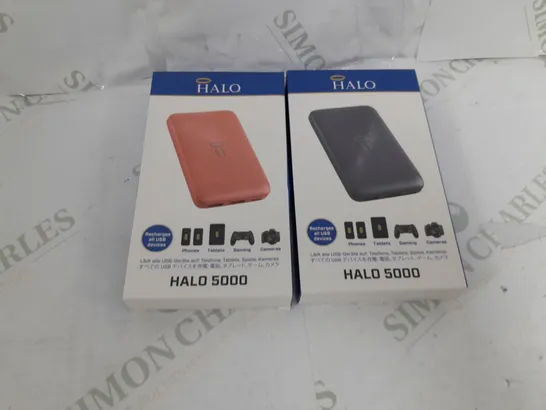 BOXED SET OF 2 HALO 5000MAH PORTABLE CHARGERS