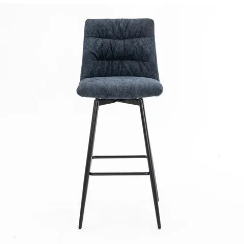 BOXED SET OF 2 DESIGNER EVA VELVET BARSTOOLS - BLUE (1 BOX)