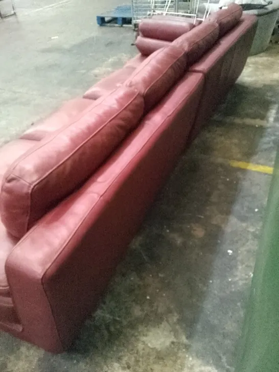 2PCS 4 SEATER SOFA  - RED LEATHER 