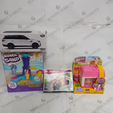 BOX OF APPROX 8 ASSORTED TOYS TO INCLUDE - RANGER ROVER SPORT - KINETIC SAND - LEGO NINJAGO EVO CAR ETC