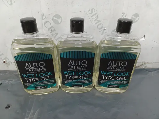 LOT OF 3 AUTO EXTREME BRING IT BLACK WET LOOK TYRE GEL DRESSING 500ML WATER RESISTANT CAR / COLLECTION ONLY 