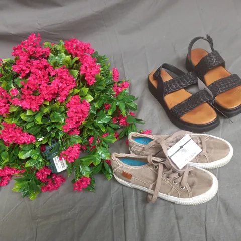 A SELECTION OF 7 ITEMS VARIOUS SHOES HANGING BASKET AND CLOTHING COLLECTION ONLY 