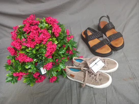 A SELECTION OF 7 ITEMS VARIOUS SHOES HANGING BASKET AND CLOTHING COLLECTION ONLY 