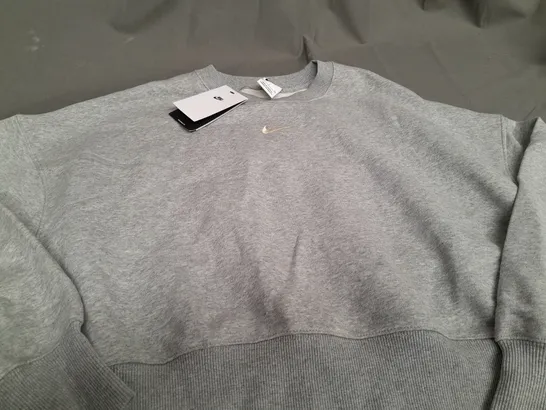 NIKE LIGHT GREY CROPPED JUMPER - SIZE SMALL