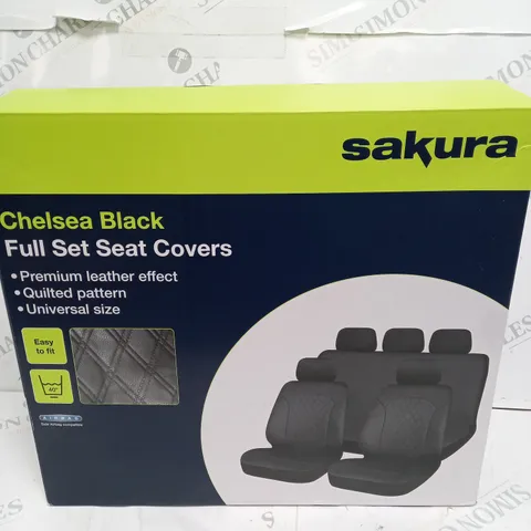 SAKURA LEATHERETTE FRONT & REAR CAR VAN SEAT COVERS WITH QUILTED PATTERN