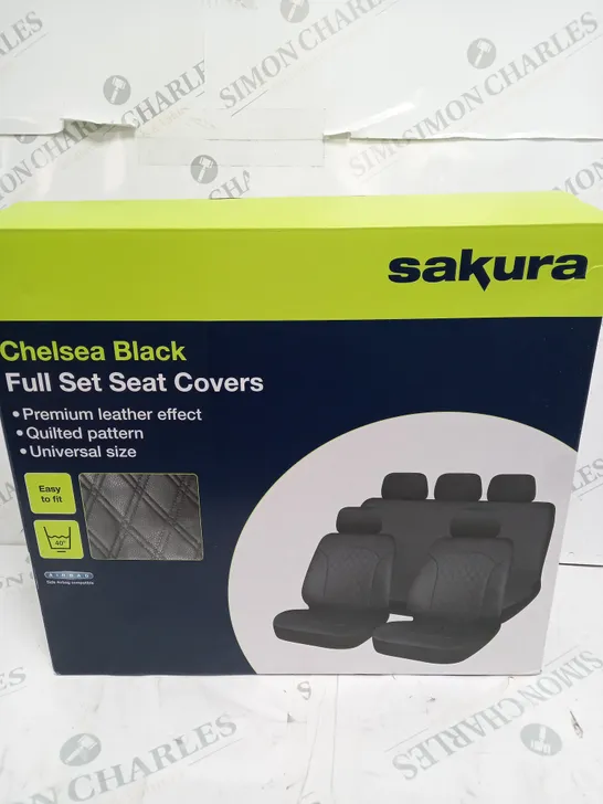 SAKURA LEATHERETTE FRONT & REAR CAR VAN SEAT COVERS WITH QUILTED PATTERN