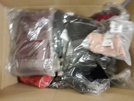 BOX OF APPROX 15 ASSORTED CLOTHING ITEMS TOO INCLUDE - BRAS & TOPS - PANTS - TROUSERS