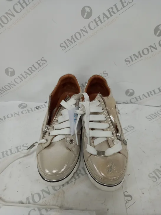 MODA ROSE GOLD METALLIC LEATHER ARIELA TRAINERS - 5.5