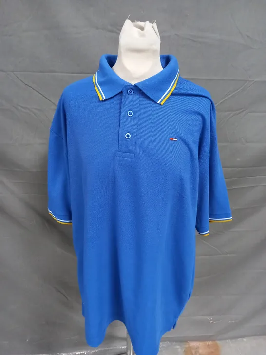 TOMMY HILFIGER LOGO SHORT SLEEVE POLO SHIRT IN BLUE - XL