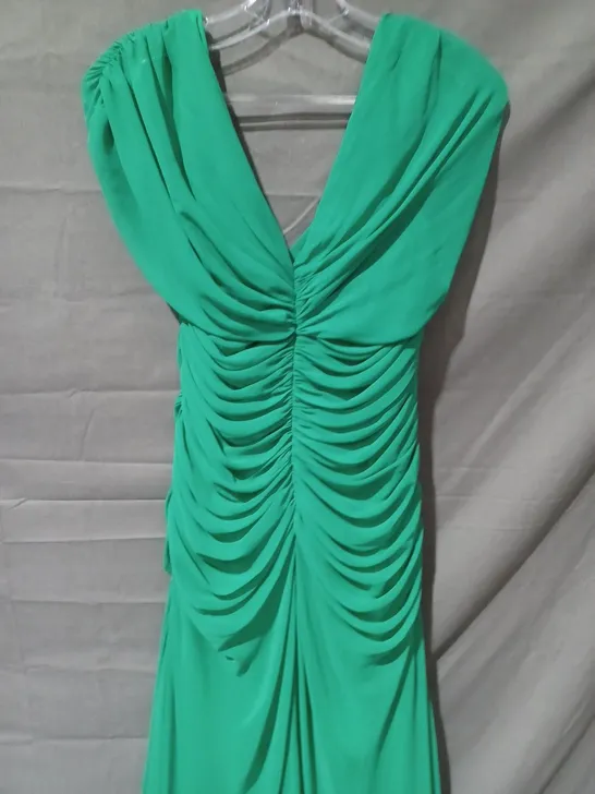 VIVIAN DIAMOND DESSY COLLECTION RUCHED BACK ZIP DRESS IN GREEN (UK6652) - SIZE 14