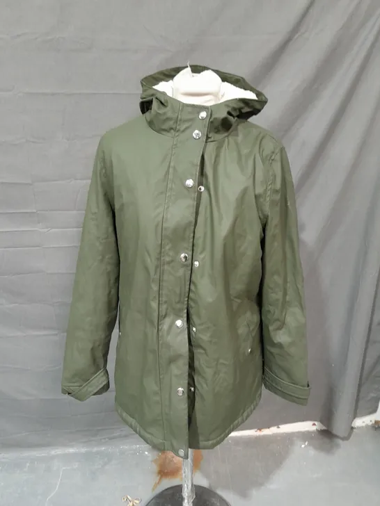 NEW LOOK KHAKI JACKET WITH FLEECE LINING - UK 10