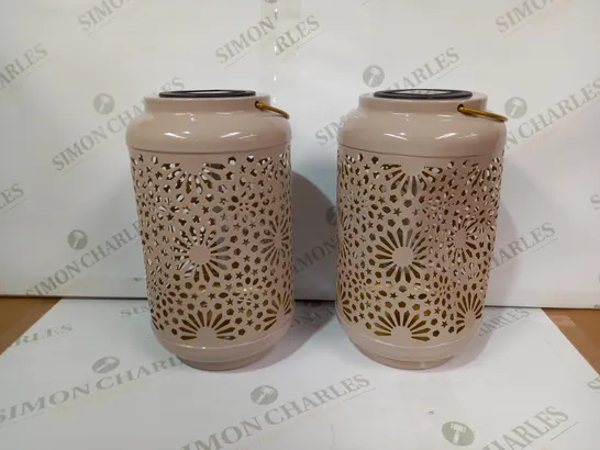 GARDEN REFLECTIONS SET OF 2 PATTERNED SOLAR LANTERNS