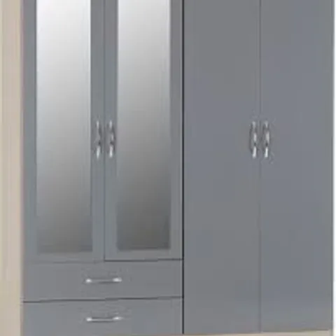 BOXED NEVADA 4 DOOR WARDROBE - GLOSS GREY