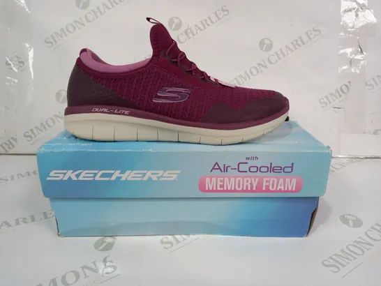 BOXED PAIR OF SKECHERS AIR-COOLED MEMORY FOAM SHOES IN RASPBERRY UK SIZE 3