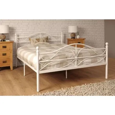 BOXED WING METAL BED FRAME 4'6" WHITE (1 BOX)