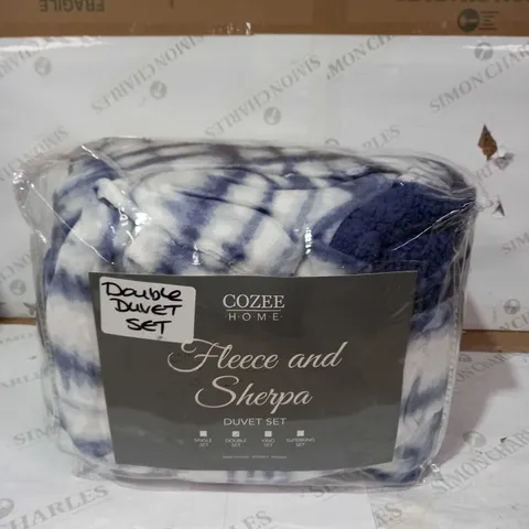 COZEE HOME FLEECE & SHERPA DUVET SET - DOUBLE