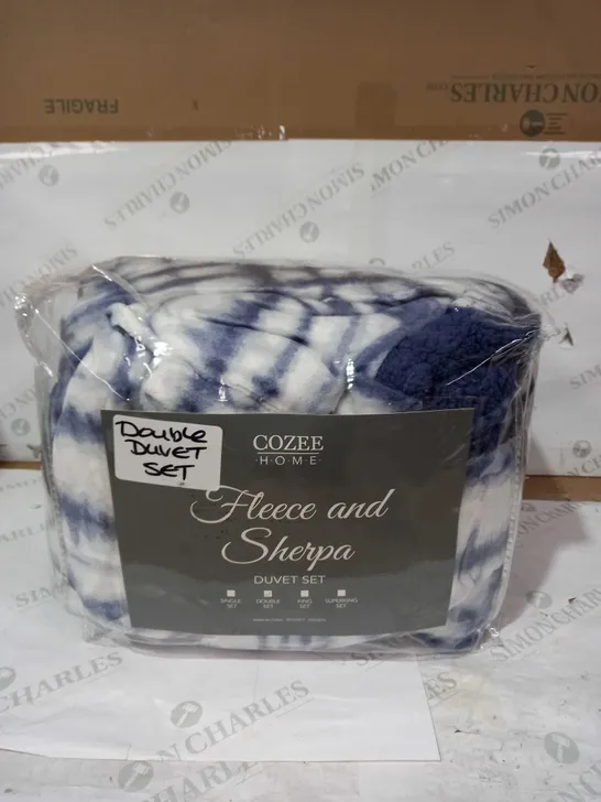 COZEE HOME FLEECE & SHERPA DUVET SET - DOUBLE