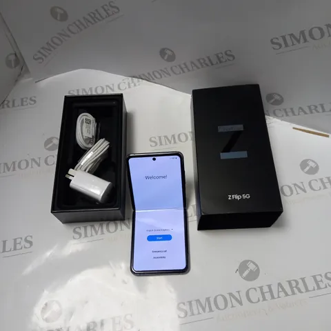 BOXED SAMSUNG Z FLIP 5G WITH USB CABLE, ACCESSORIES AND INSTRUCTIONS