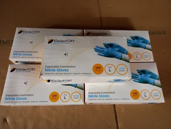 LOT OF 5 100-PACK BOXES OF DISPOSABLE EXAMINATION GLOVES - L