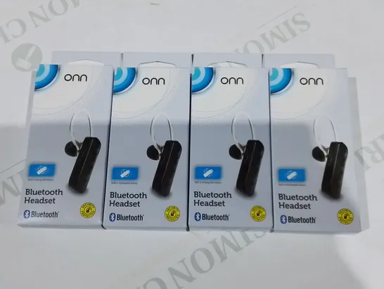 LOT OF 40 4-PACK BOXES OF BRAND NEW ONN BLUETOOTH HEADSETS - TOTAL 180 PIECES