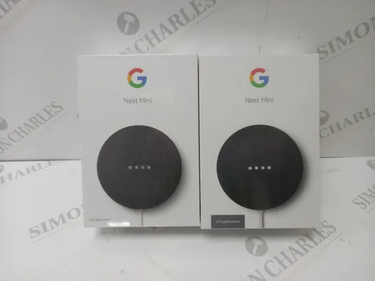 2 BRAND NEW BOXED GOOGLE NEST MINI 2ND GENERATION SMART SPEAKERS - CHARCOAL    