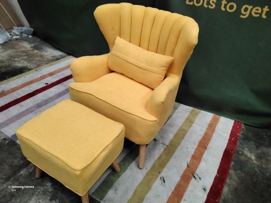 BOXED DESIGNER BRIGHT YELLOW PLUSH FABRIC EASY CHAIR 