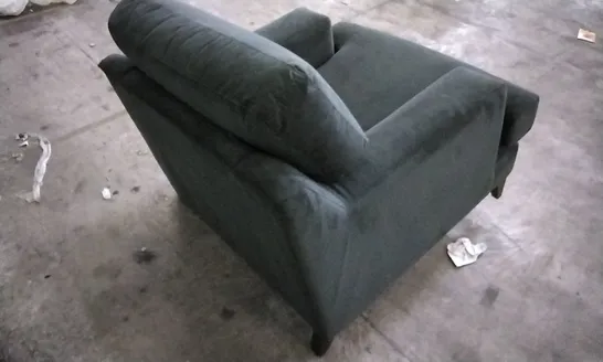 THE LOUNGE COMPANY DARK GREEN PLUSH VELVET ARMCHAIR 