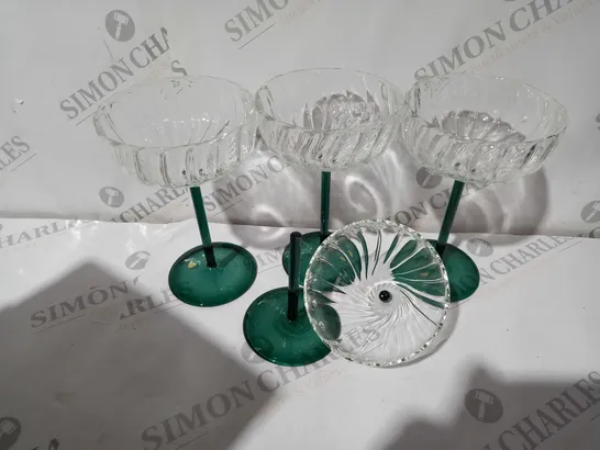 SET OF 4 DESSERT GLASSES GREEN