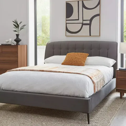 BRAND NEW BOXED KETRINA KING BEDFRAME IN GREY (4 BOXES)