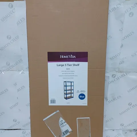 BOXED HOME VIDA LARGE 5 TIER SHELVING UNIT - BLUE 