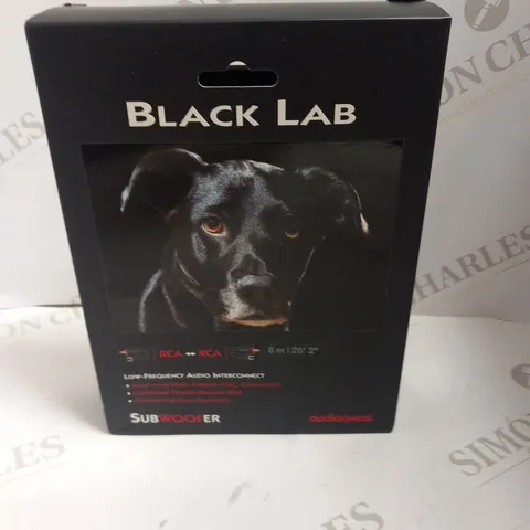 BOXED BLACK LAB AUDIOQUEST SUBWOOFER RCA TO RCA LOW FREQUENCY AUDIO INTERCONNECT