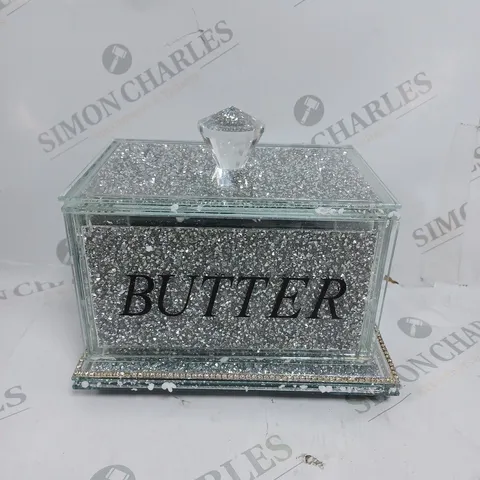 BOXED SILVER GLITTER BUTTER CONTAINER