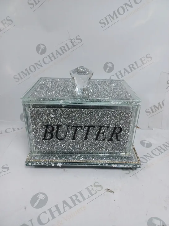 BOXED SILVER GLITTER BUTTER CONTAINER