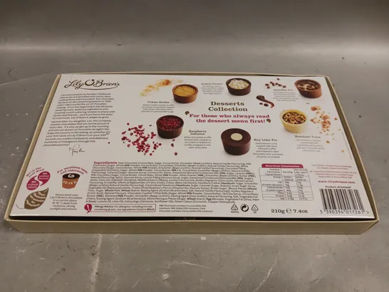 BOXED SEALED LILY O'BRIEN'S DESERTS COLLECTION CHOCOLATES - 210G 