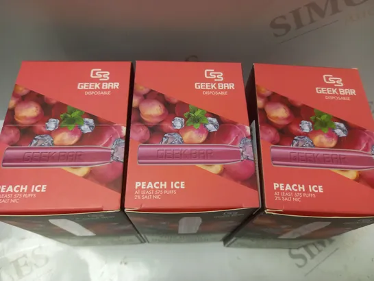 BOX OF APPROX 30 ASSORTED GEEKBAR PEACH ICE DISPOSABLE VAPES	