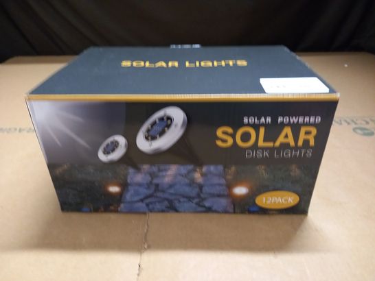 BOXED 12-PACK OF SOLAR POWERED DISK LIGHTS