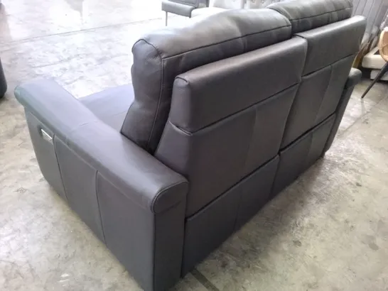 QUALITY ITALIAN DESIGNER GARDA ELECTRIC LOVESEATS - DARK GREY LEATHER