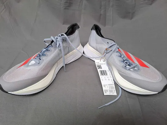 PAIR OF ADIDAS ADIZERO BOSTON SHOES IN GREY/RED UK SIZE 9