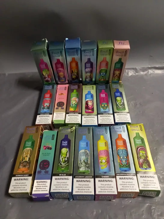 APPROXIMATELY 19 R AND M TORNADO RECHARGEABLE VAPES ASSORTED FLAVOURS 18+