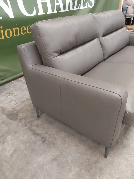 QUALITY DESIGNER ITALIAN MADE ALESSANDRO 3 SEATER SOFA IN GREY ANTHRACITE LEATHER